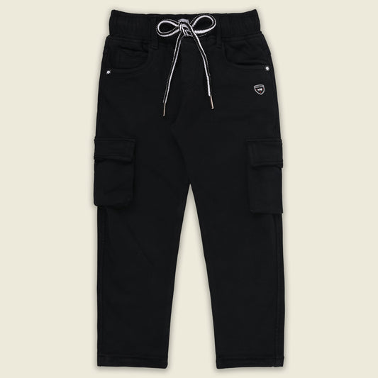Boys Cotton Denim Cargo Pants â€“ Stretchable Joggers