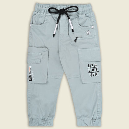 Boys Cotton Denim Cargo Joggers – Printed Pants