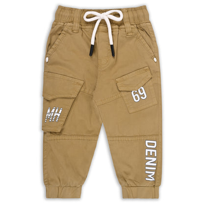 Boys Cotton Denim Cargo Joggers – Printed Pants