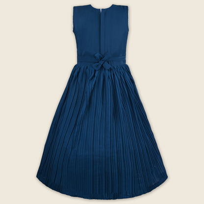 Girls Mirror Embellished Pleated Ethnic Dress