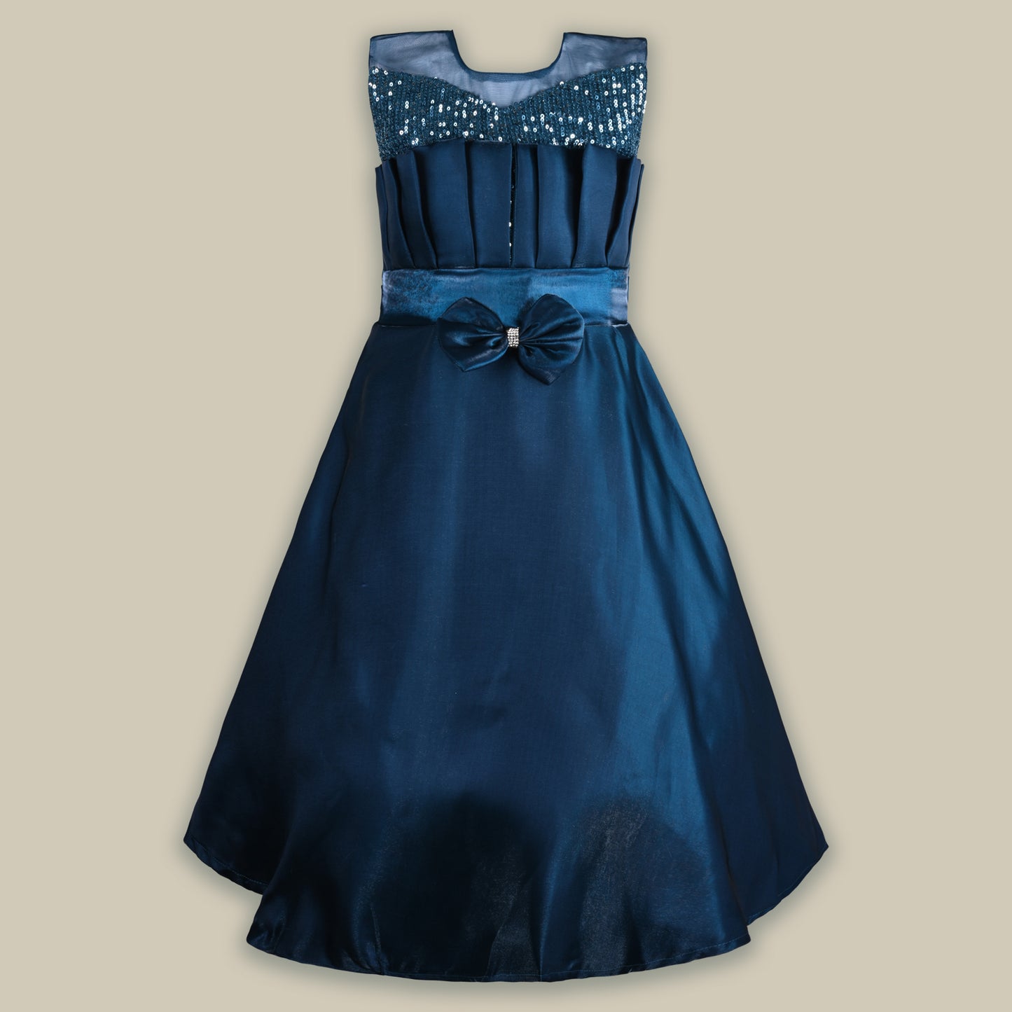 Girls Solid Fit and Flare Long Frock Dress
