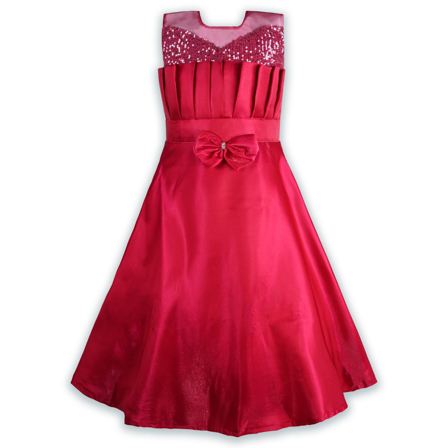 Girls Solid Fit and Flare Long Frock Dress