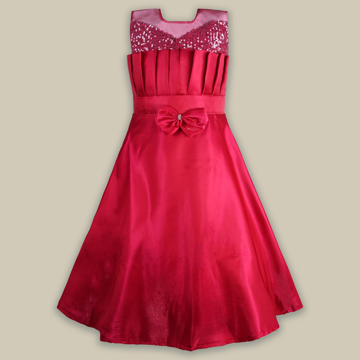 Girls Solid Fit and Flare Long Frock Dress