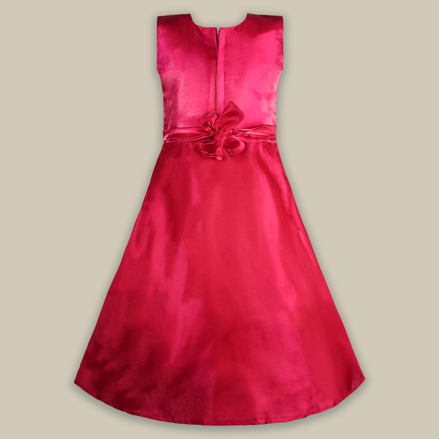 Girls Solid Fit and Flare Long Frock Dress