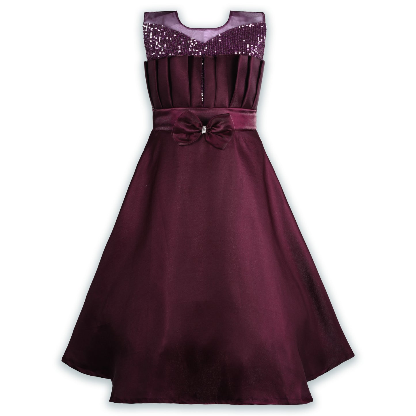 Girls Solid Fit and Flare Long Frock Dress