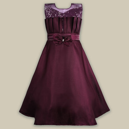 Girls Solid Fit and Flare Long Frock Dress