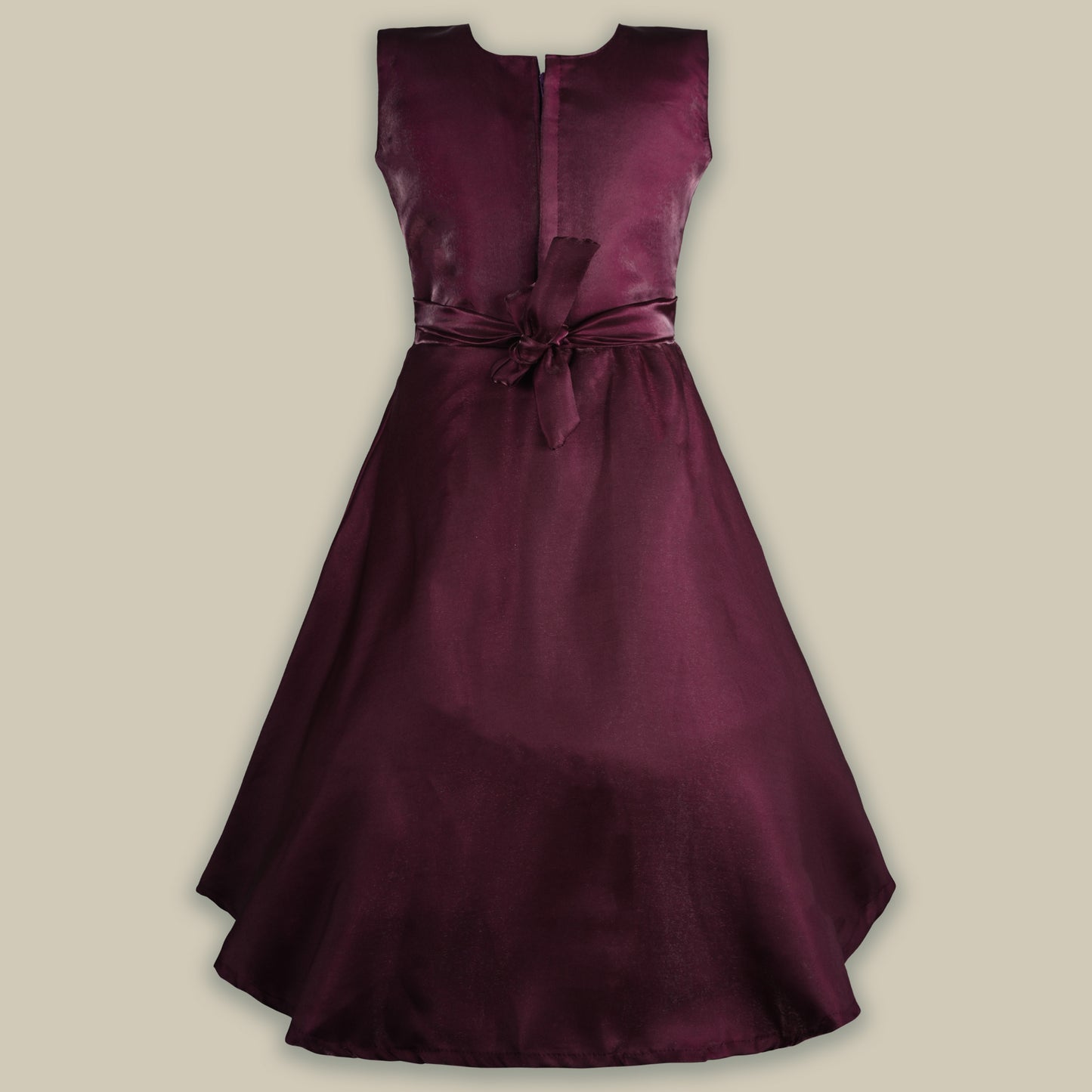 Girls Solid Fit and Flare Long Frock Dress