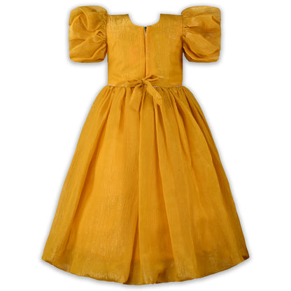 Girls Chiffon Party Dress with Embroidery & Floral Waist Detail | Elegant Kids Festive Wear