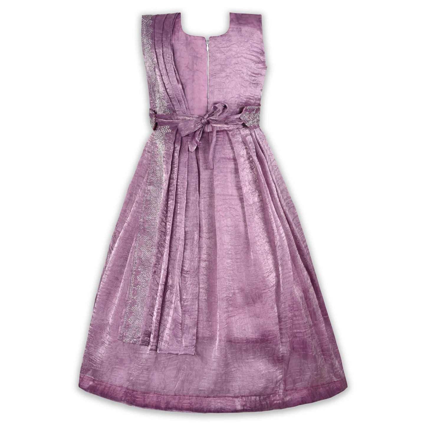 Girls Satin Ethnic Gown with Dupatta & Embellished Design | Elegant Kids Festive Wear