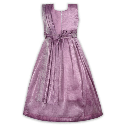 Girls Satin Ethnic Gown with Dupatta & Embellished Design | Elegant Kids Festive Wear
