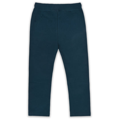 Kids Solid Ribbed Cotton Leggings – Teal Blue | Soft & Stretchable Everyday Wear