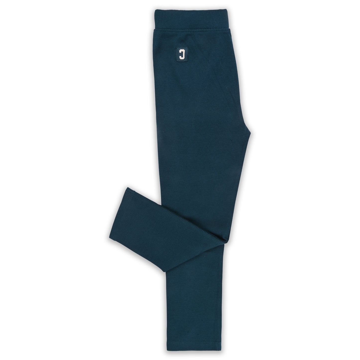 Kids Solid Ribbed Cotton Leggings – Teal Blue | Soft & Stretchable Everyday Wear