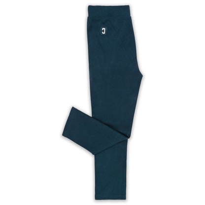 Kids Solid Ribbed Cotton Leggings – Teal Blue | Soft & Stretchable Everyday Wear