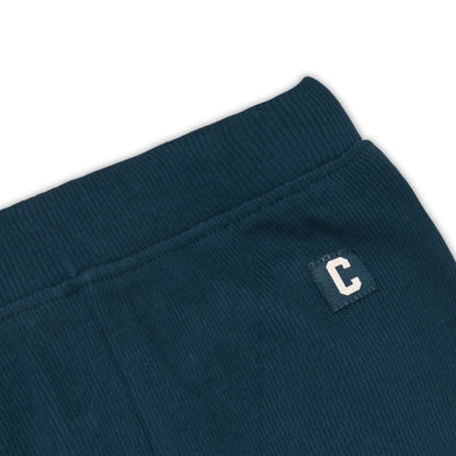 Kids Solid Ribbed Cotton Leggings – Teal Blue | Soft & Stretchable Everyday Wear