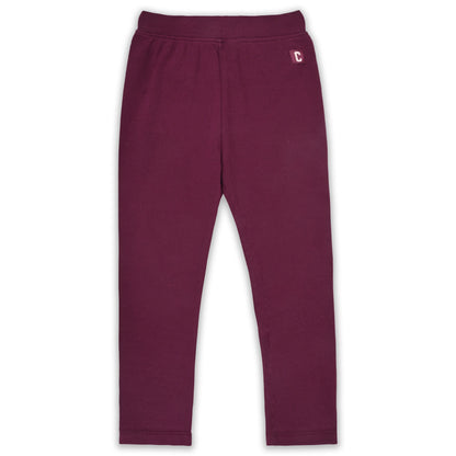Kids Solid Ribbed Cotton Leggings – Maroon | Soft & Stretchable Everyday Wear