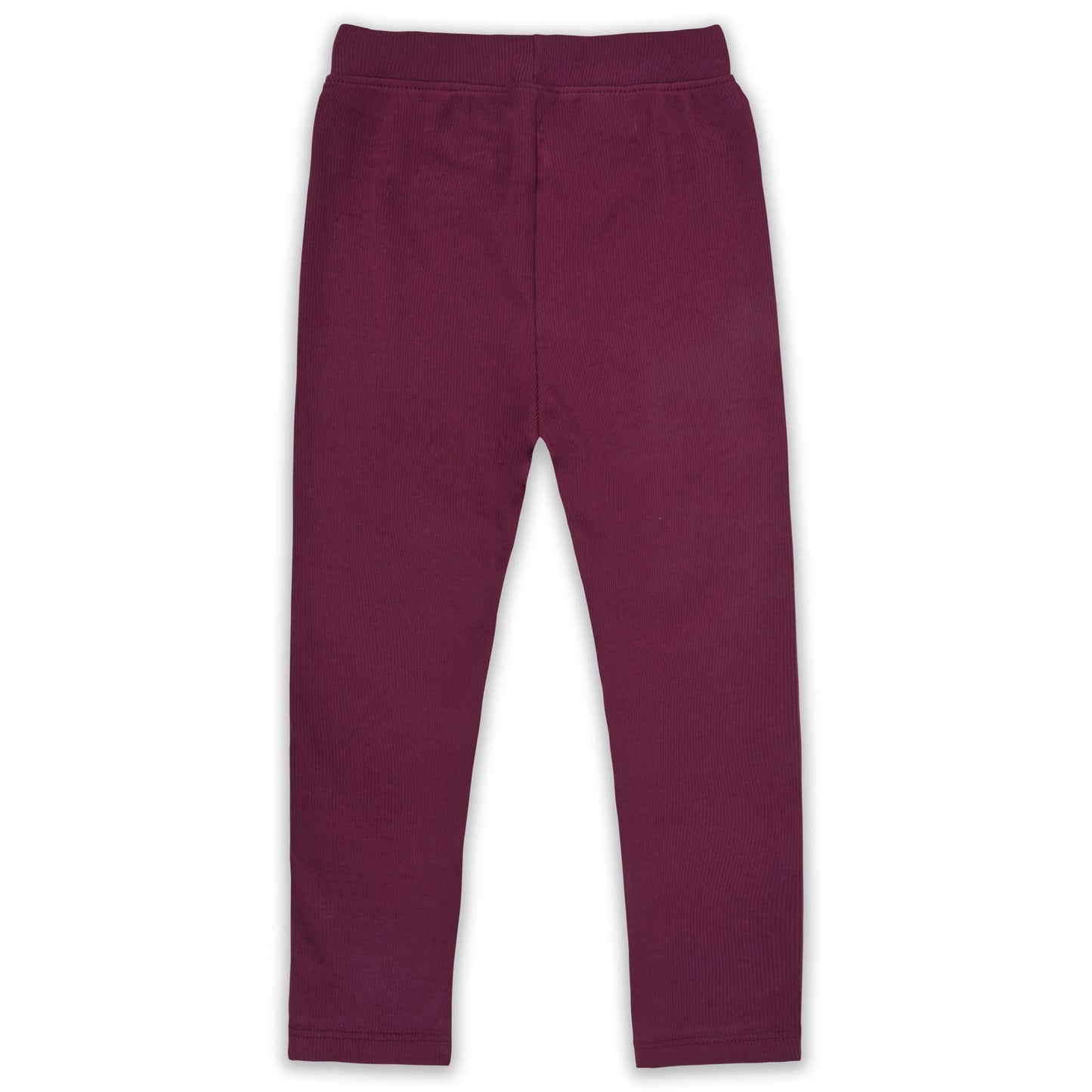 Kids Solid Ribbed Cotton Leggings – Maroon | Soft & Stretchable Everyday Wear