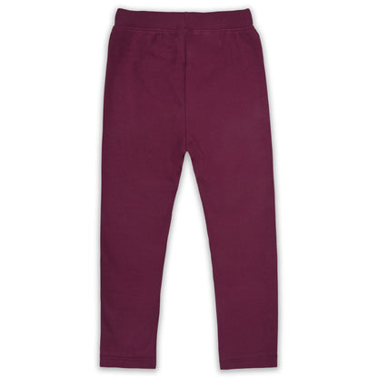 Kids Solid Ribbed Cotton Leggings – Maroon | Soft & Stretchable Everyday Wear