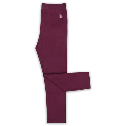 Kids Solid Ribbed Cotton Leggings – Maroon | Soft & Stretchable Everyday Wear