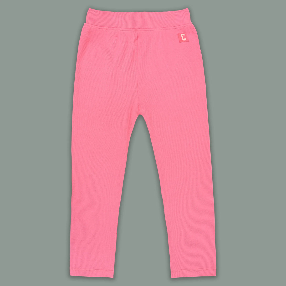 Kids Solid Ribbed Cotton Leggings – Pink | Soft & Stretchable Everyday Wear