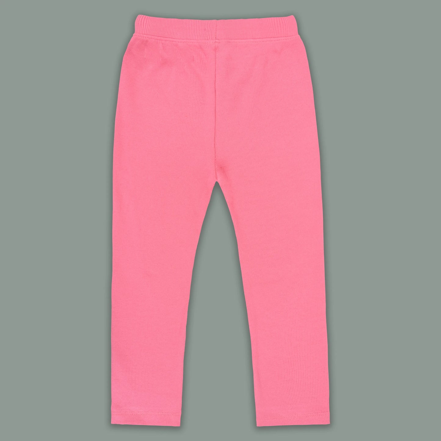 Kids Solid Ribbed Cotton Leggings – Pink | Soft & Stretchable Everyday Wear