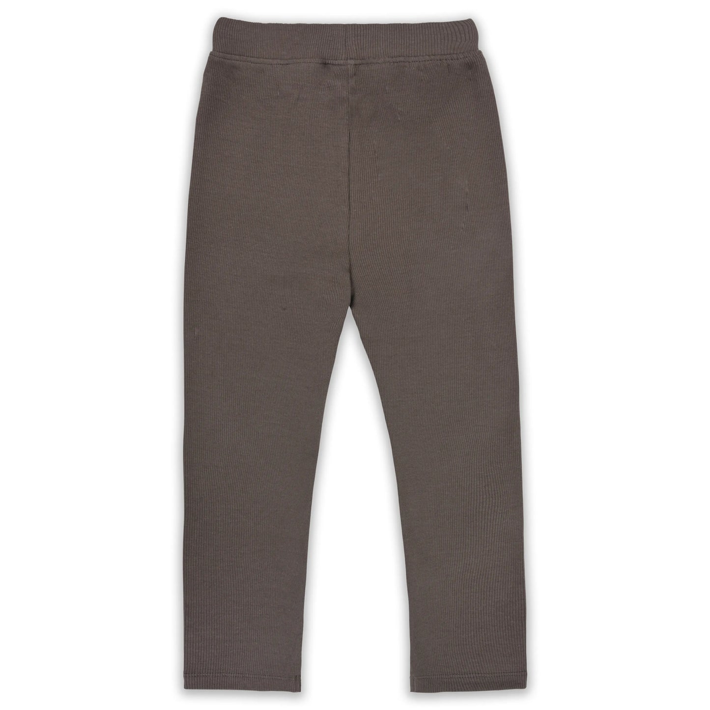 Kids Solid Ribbed Cotton Leggings – Brown | Soft & Stretchable Everyday Wear