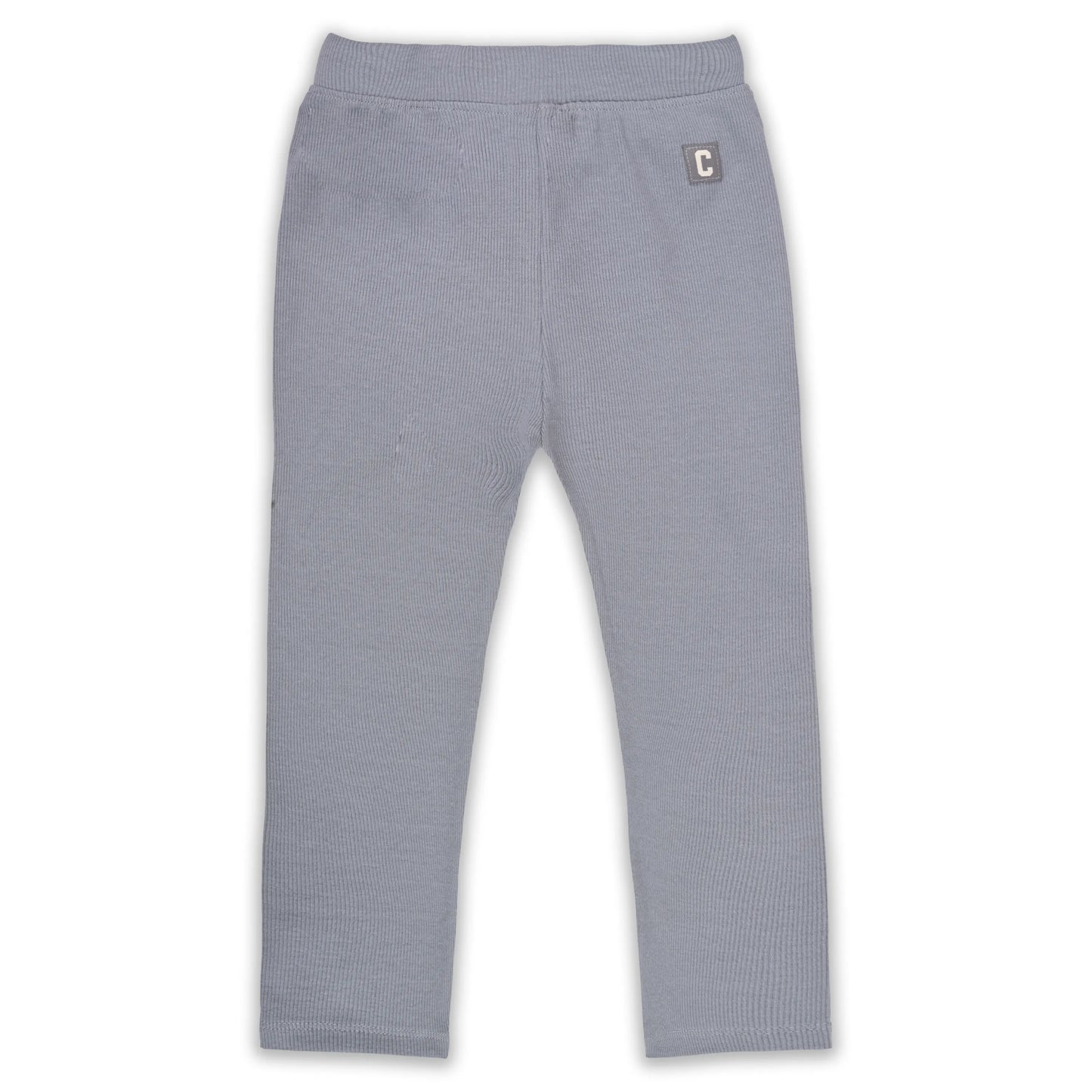 Kids Solid Ribbed Cotton Leggings – Light Grey | Soft & Stretchable Everyday Wear