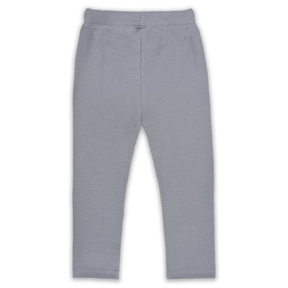 Kids Solid Ribbed Cotton Leggings – Light Grey | Soft & Stretchable Everyday Wear