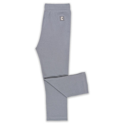 Kids Solid Ribbed Cotton Leggings – Light Grey | Soft & Stretchable Everyday Wear