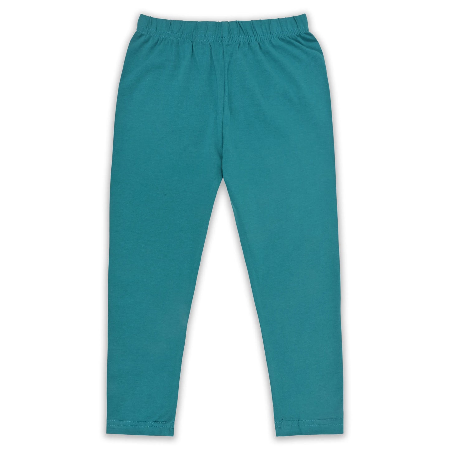 Kids Solid Cotton Leggings – Teal Green | Soft & Stretchable Everyday Wear