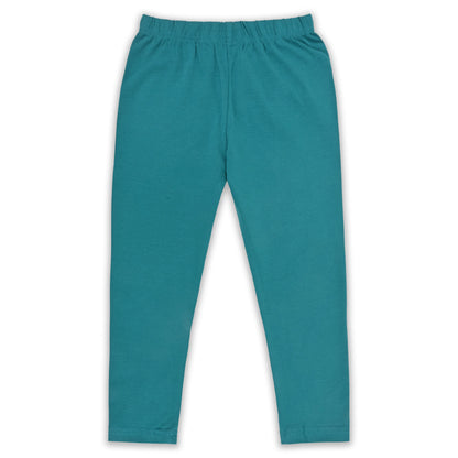 Kids Solid Cotton Leggings – Teal Green | Soft & Stretchable Everyday Wear