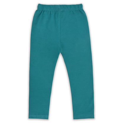 Kids Solid Cotton Leggings – Teal Green | Soft & Stretchable Everyday Wear