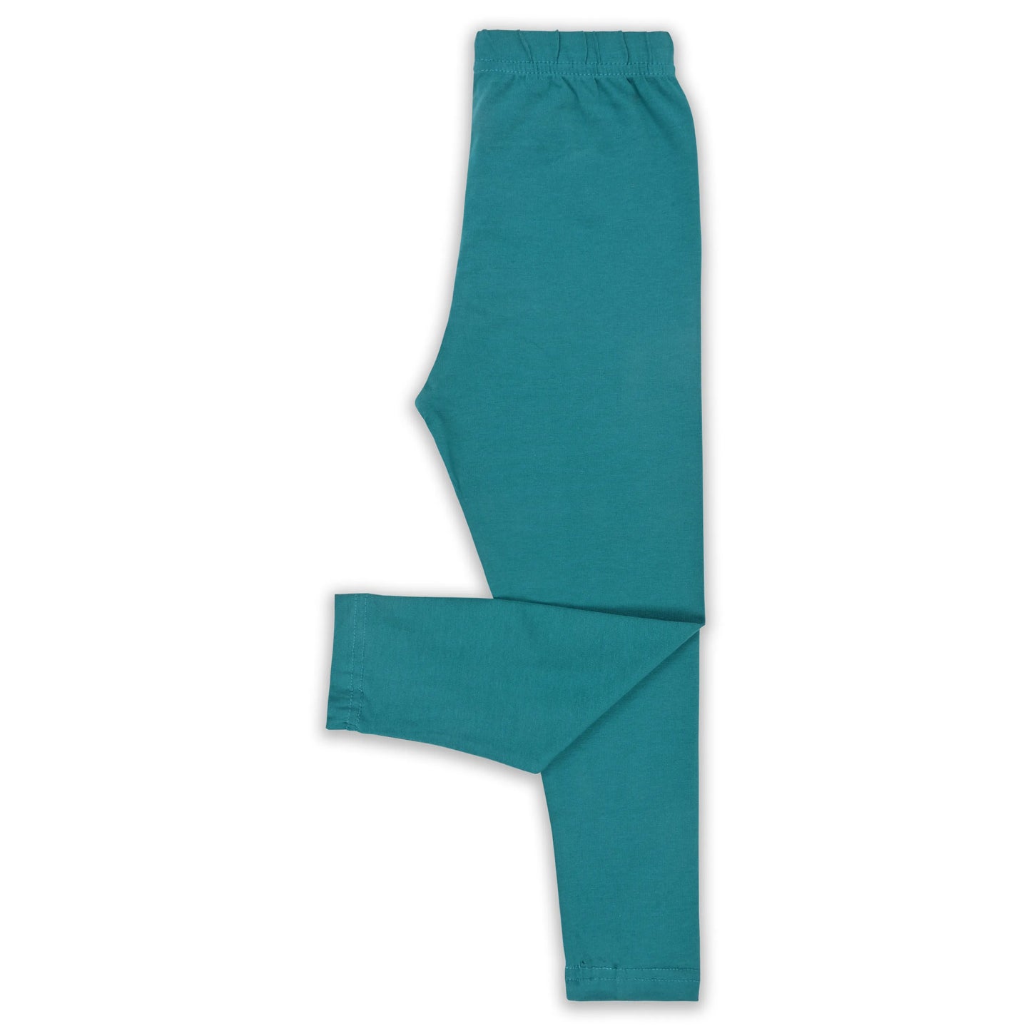 Kids Solid Cotton Leggings – Teal Green | Soft & Stretchable Everyday Wear