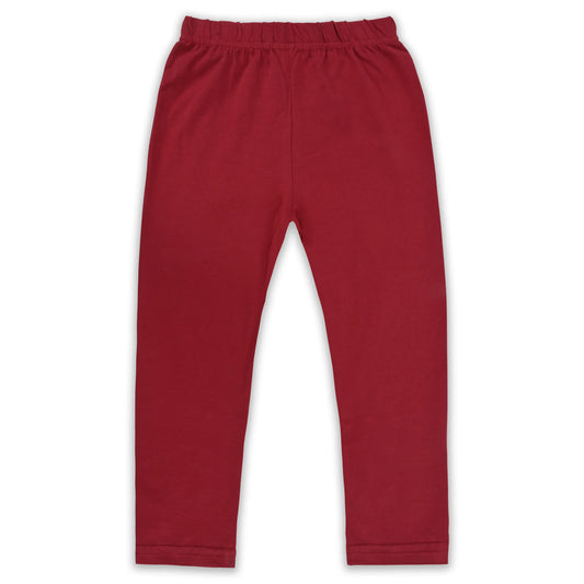 Kids Solid Cotton Leggings – Red | Soft & Stretchable Everyday Wear