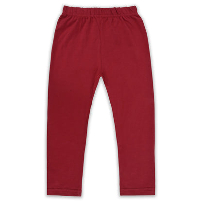 Kids Solid Cotton Leggings – Red | Soft & Stretchable Everyday Wear