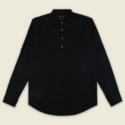 Men’s Solid Cotton Kurta Shirt – Mandarin Collar, Full Sleeves