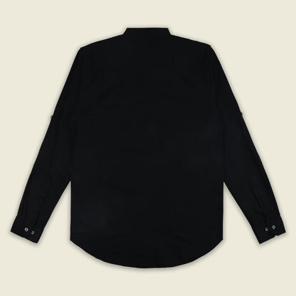 Men’s Solid Cotton Kurta Shirt – Mandarin Collar, Full Sleeves