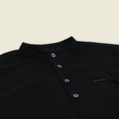 Men’s Solid Cotton Kurta Shirt – Mandarin Collar, Full Sleeves