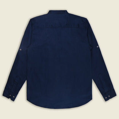 Men’s Solid Cotton Kurta Shirt – Mandarin Collar, Full Sleeves