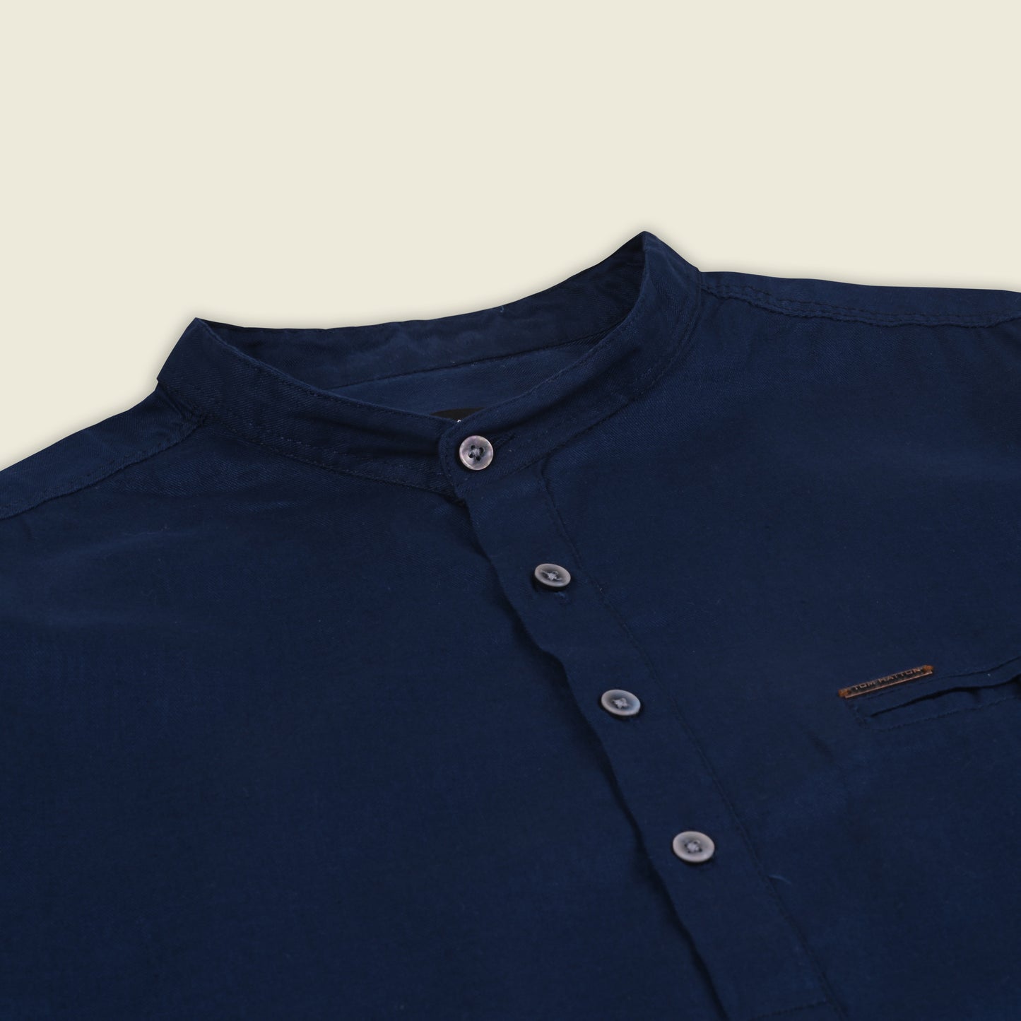 Men’s Solid Cotton Kurta Shirt – Mandarin Collar, Full Sleeves