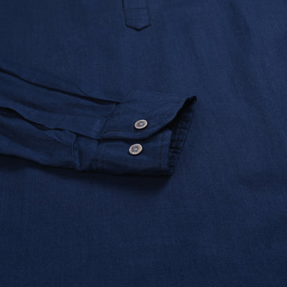 Men’s Solid Cotton Kurta Shirt – Mandarin Collar, Full Sleeves