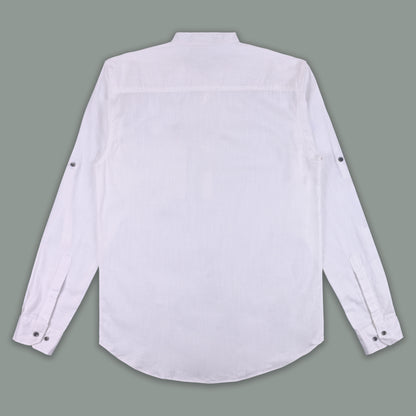 Men’s Solid Cotton Kurta Shirt – Mandarin Collar, Full Sleeves