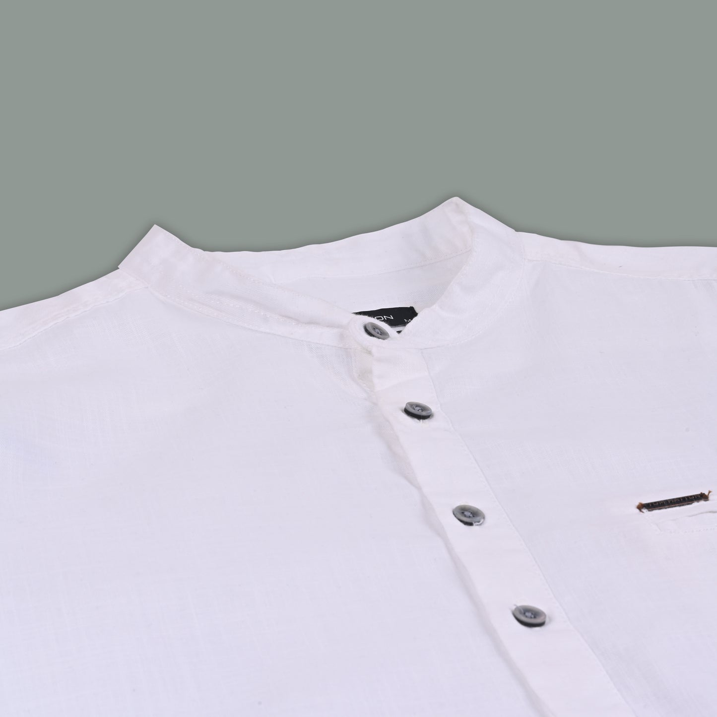 Men’s Solid Cotton Kurta Shirt – Mandarin Collar, Full Sleeves