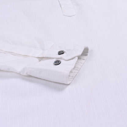 Men’s Solid Cotton Kurta Shirt – Mandarin Collar, Full Sleeves