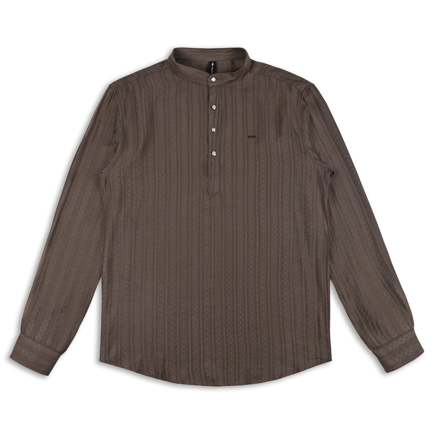 Men’s Textured Cotton Kurta Shirt – Mandarin Collar, Full Sleeves