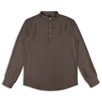 Men’s Textured Cotton Kurta Shirt – Mandarin Collar, Full Sleeves
