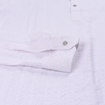 Men’s Textured Cotton Kurta Shirt – Mandarin Collar, Full Sleeves