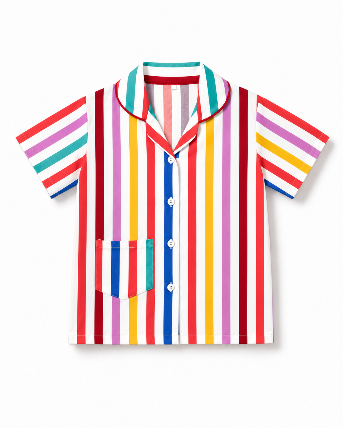 Boys Cotton Striped Night Suit Set – Multicolor Stripe Print