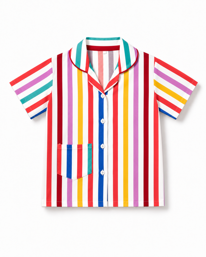 Boys Cotton Striped Night Suit Set – Multicolor Stripe Print