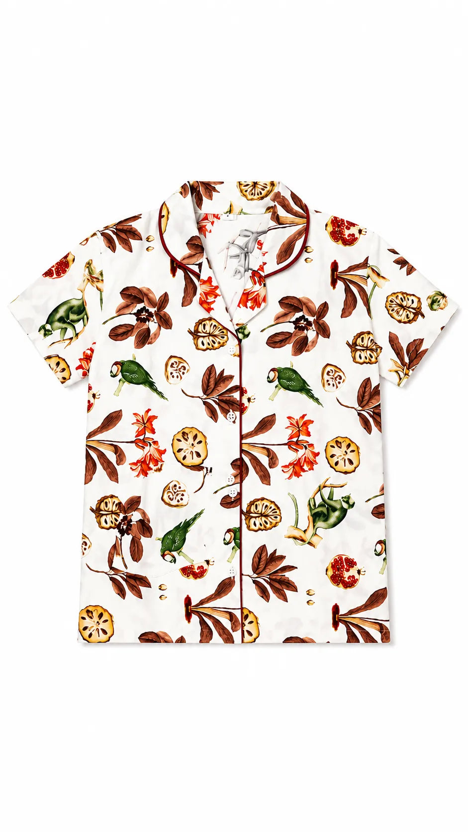 Kids Cotton Nature Print Night Suit Set – Ivory Botanical Print