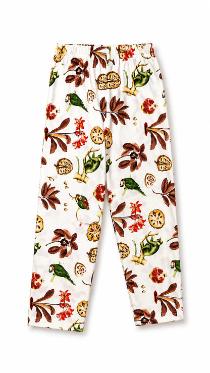 Kids Cotton Nature Print Night Suit Set – Ivory Botanical Print